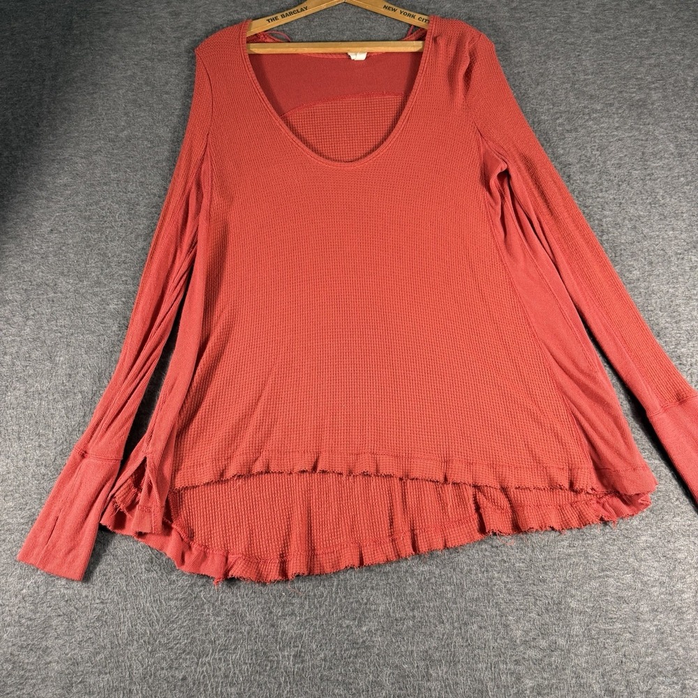 We the Free People Laguna Thermal Top Womens Small Waffle Knit Oversized Boho